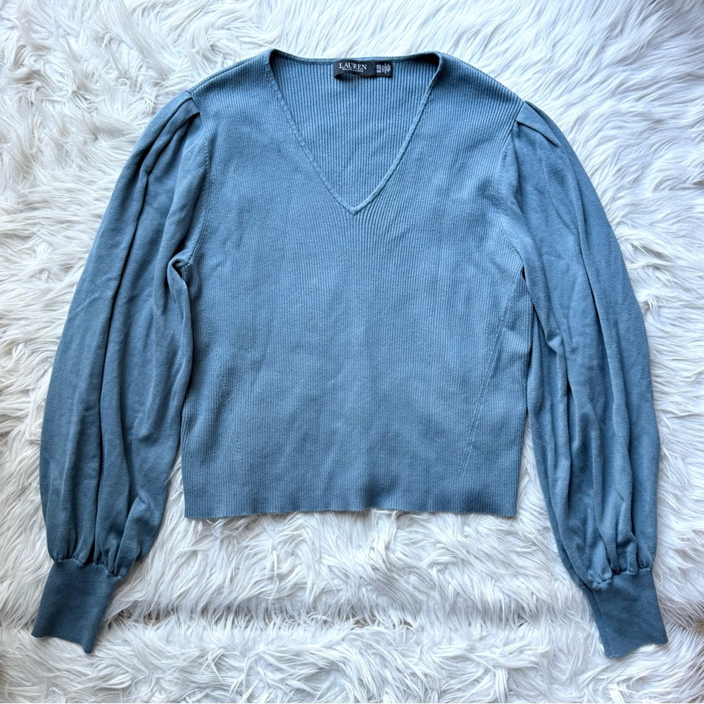 Lauren Ralph Lauren Black Label Women's Blouson Sleeve Sweater Knit Ribbed XXL